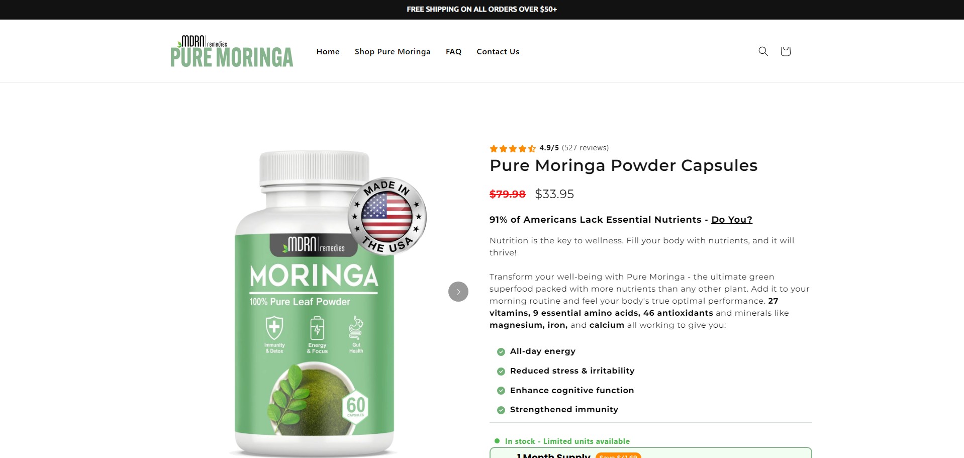 MDRN Remedies Pure Moringa Proizvod